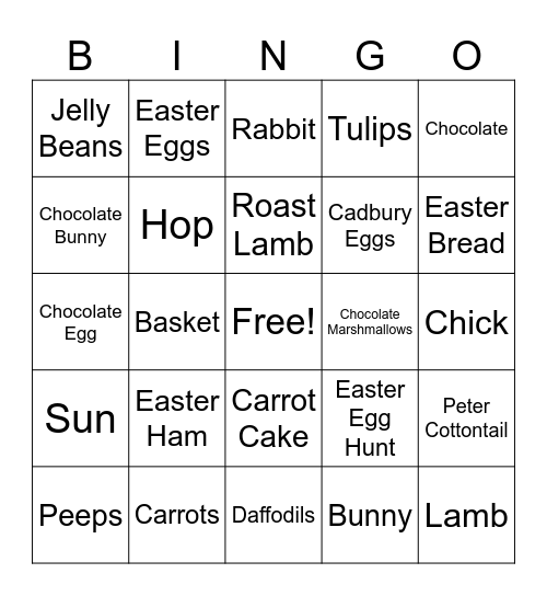 Easter Bingo - Fun Things Bingo Card