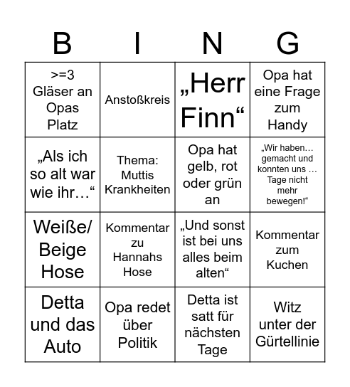 Ostern bei Heisters Bingo Card