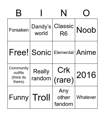 Catalog avatar creator avatars Bingo Card