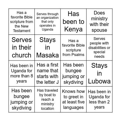 1 Bingo Card