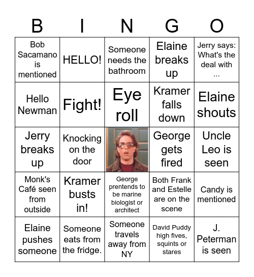 Seinfeld Bingo Card