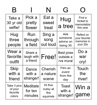 Alyssa’s 30th! Bingo Card