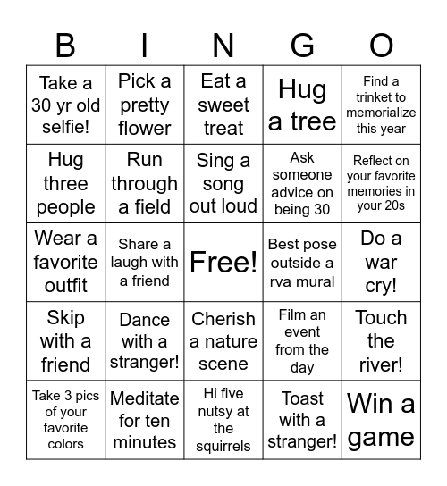 Alyssa’s 30th! Bingo Card