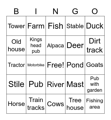 Hike Bingo Card