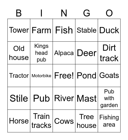 Hike Bingo Card