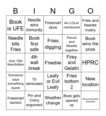 Bfdia 19 bingo Card