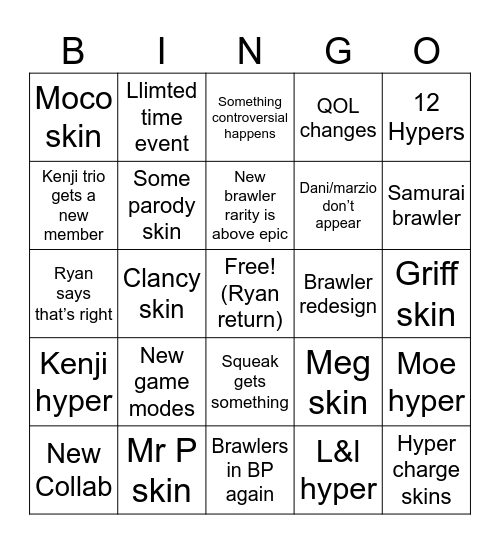 brawl talk Bingo Card