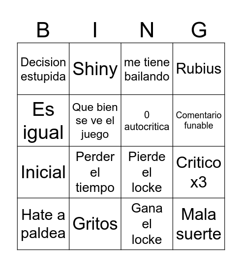Pk lets go randomlocke fola Bingo Card