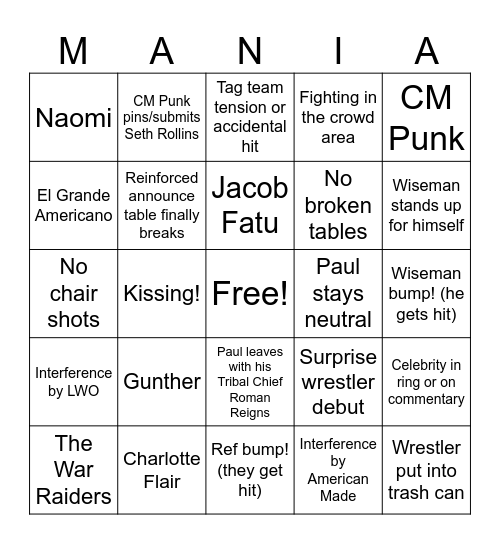 Card #1 Bingo Card