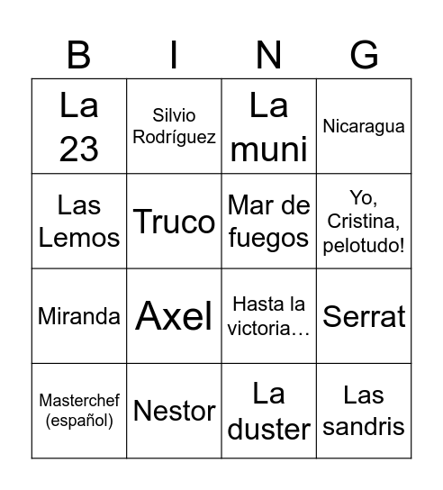Cumple iré Bingo Card