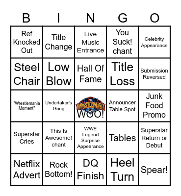 Wrestlemania 41 Bingo Card