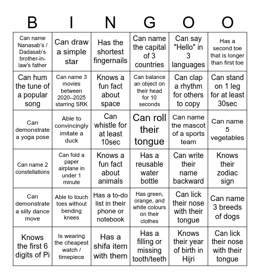 MOJMILAN Bingo Card