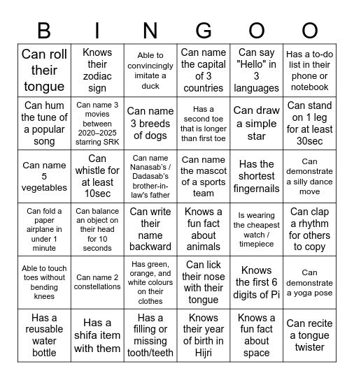 MOJMILAN Bingo Card