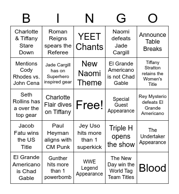 WWE WrestleMania 41: Night 1 Bingo Card