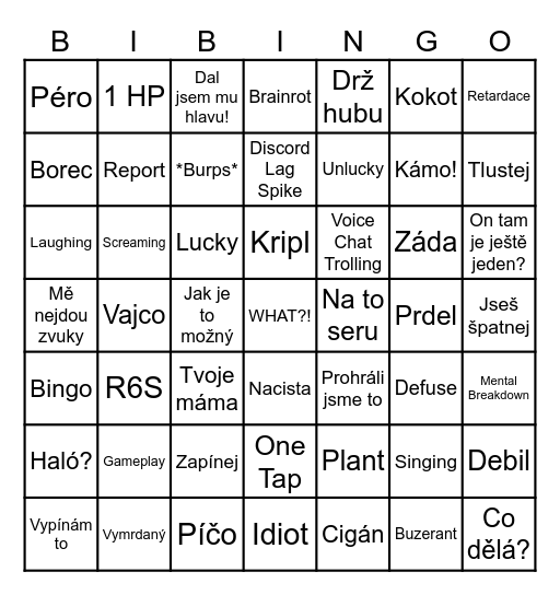 Vojtor Bingo Card