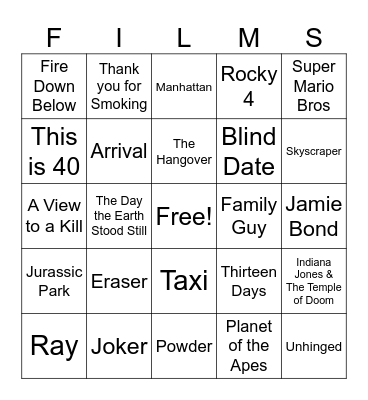 Movies_04192025 Bingo Card