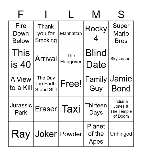 Movies_04192025 Bingo Card