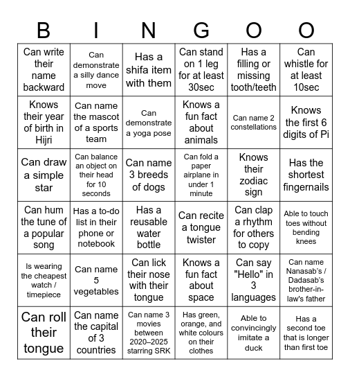Untitled Bingo Card