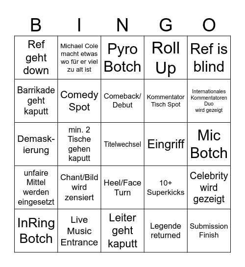 Wrestlemania 41 Bingo Card