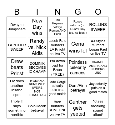 Wrestlemania 41 Bingo Card