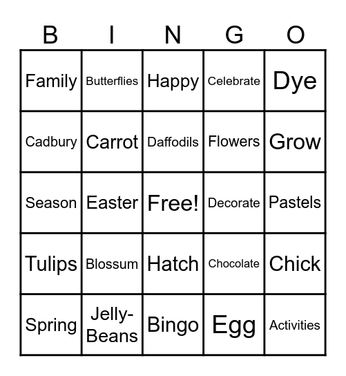 Easter Bingo Card