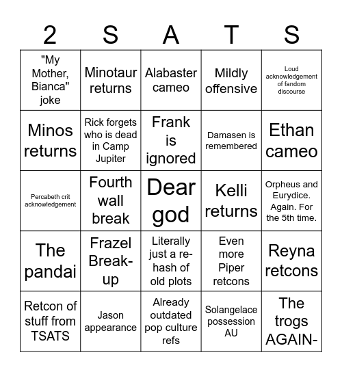 Court of the Dead Bingo Card