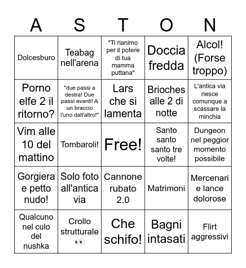 Aston Crown 2025 Bingo Card
