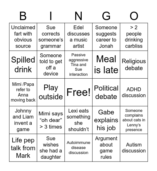 Henningsen Bingo Card