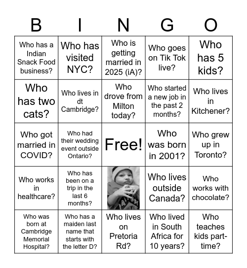 Get to Know You Bingo Card