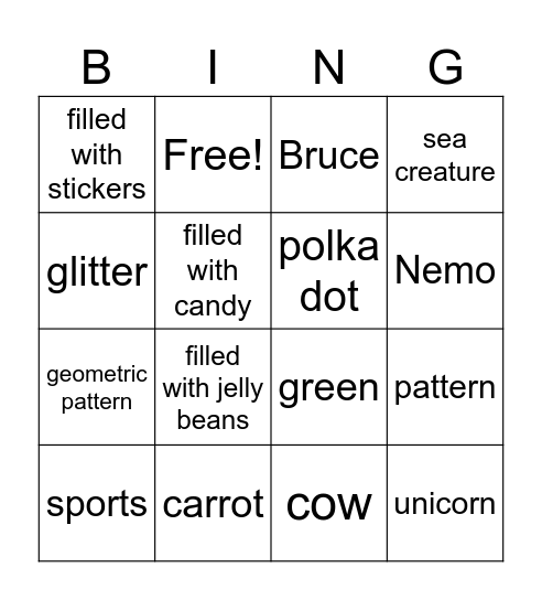 Easter Bingo Card