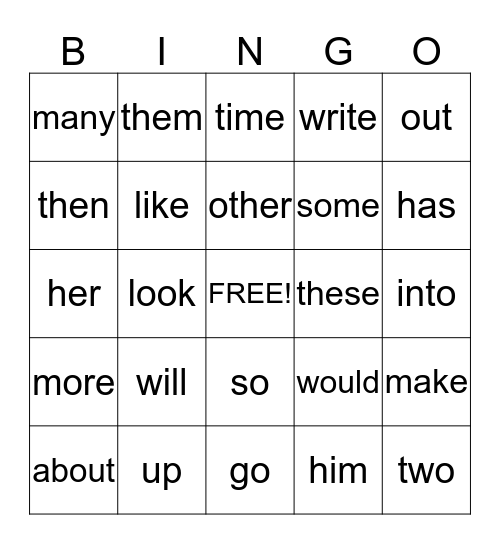 Famous Blue Words Bingo Card