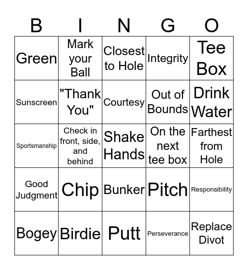 The First Tee Bingo Card