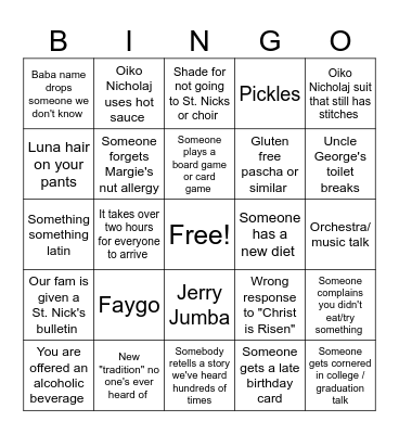 Pascha 2025 Bingo Card
