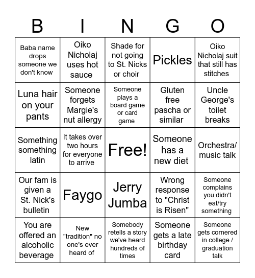 Pascha 2025 Bingo Card