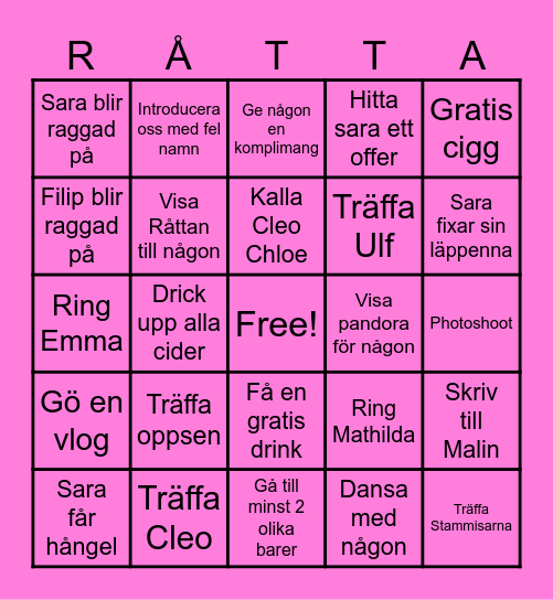Sara o Filips äventyr Bingo Card