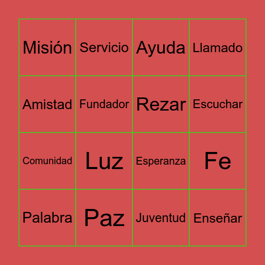 Bingo Pallottino Bingo Card