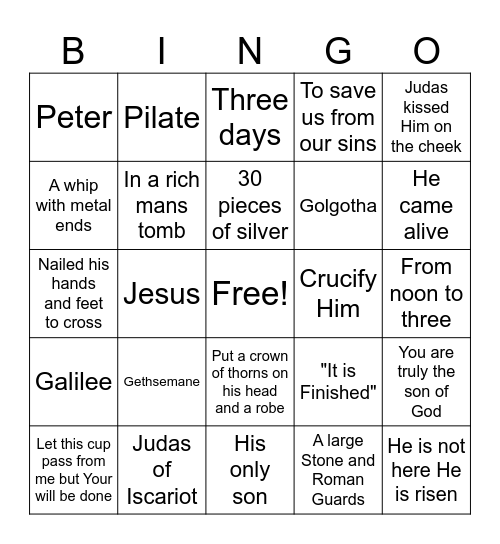 Easter Bingo Card