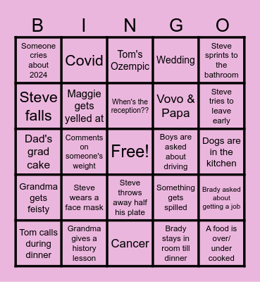 Easter Family Bingo Card