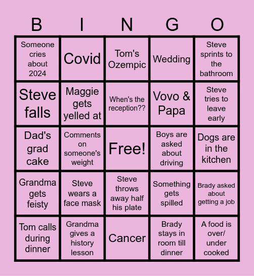 Easter Family Bingo Card
