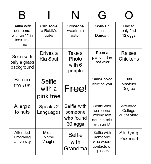Easter Bingo Card