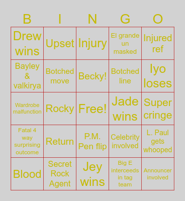 WRESTLEMANIA 41 Bingo Card