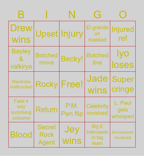 WRESTLEMANIA 41 Bingo Card