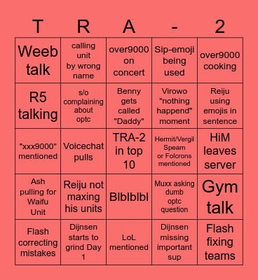 Sanctuary of Team 2 Bingo Card
