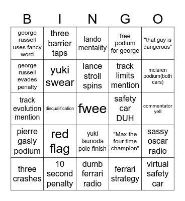 Jeddah Bingo Card