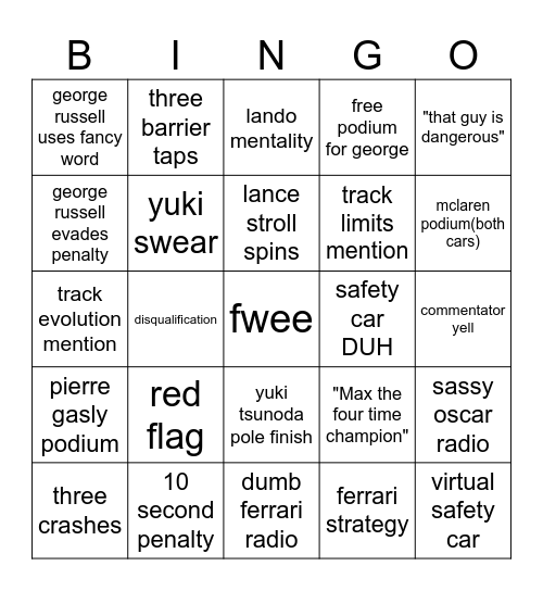 Jeddah Bingo Card