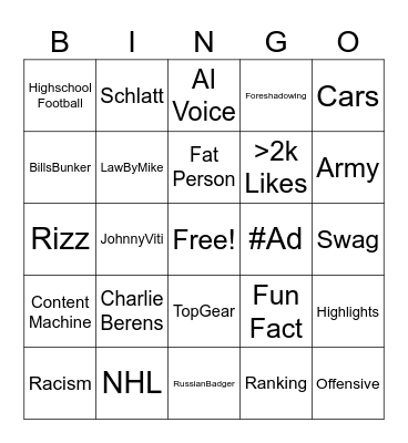 Landon YTS Bingo Card