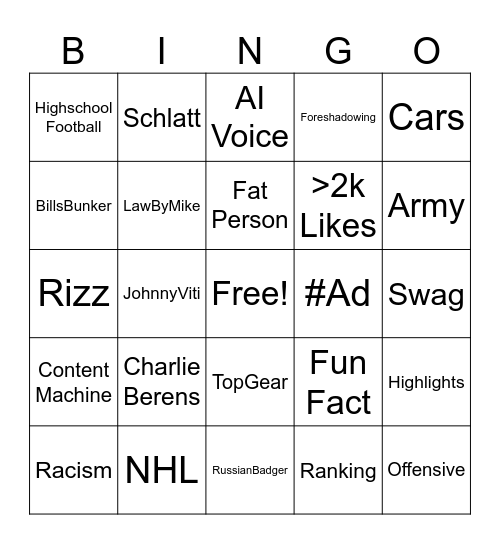 Landon YTS Bingo Card