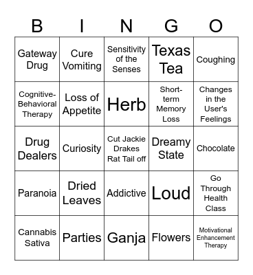 Marijuana BINGO Card