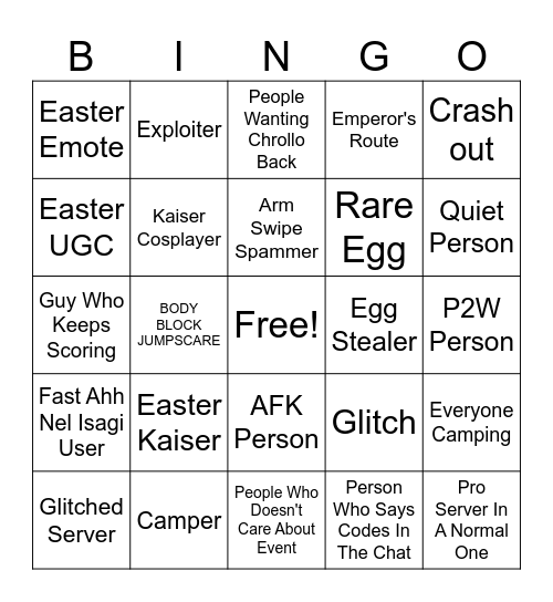 Blue Lock: Rivals [EASTER EDITION] Bingo Card