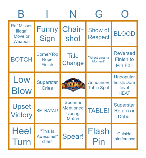 Wrestlemania 41 Bingo Card